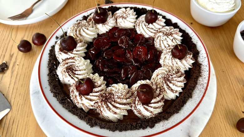 Black forest cream pie with Oreo crust