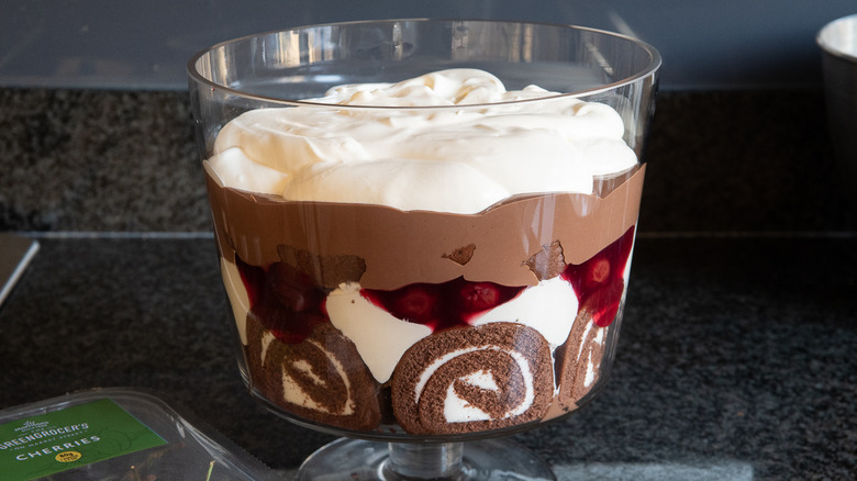 trifle in glass bowl