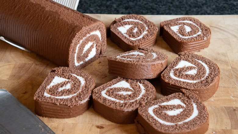 cake on cutting board 