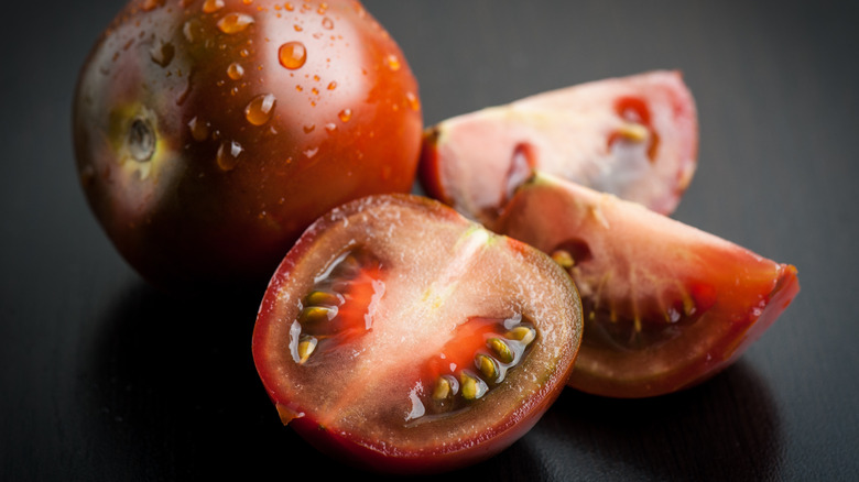 Inside of black tomatoes