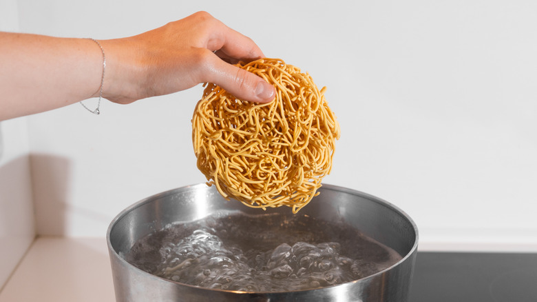 uncooked noodles on plate