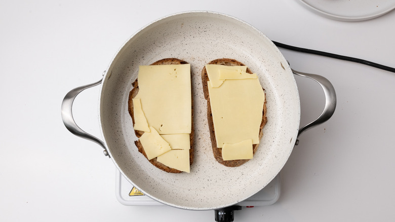 bread in pan with cheese