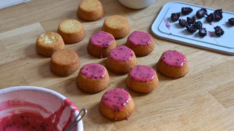 tea cakes with purplish frosting