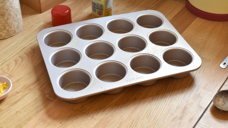 muffin pan on counter