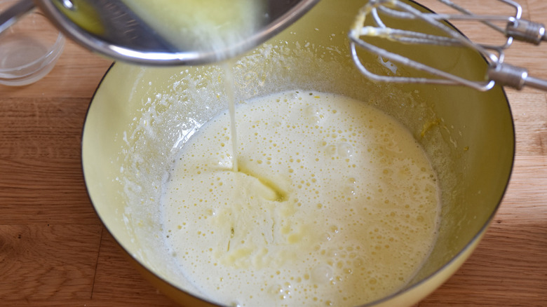 egg mixture in mixing bowl