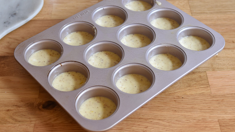 cake batter in muffin pan