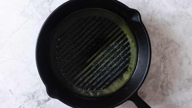 cast iron skillet with butter