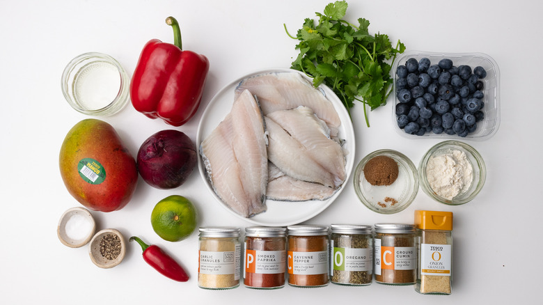 Tilapia and mango salsa ingredients