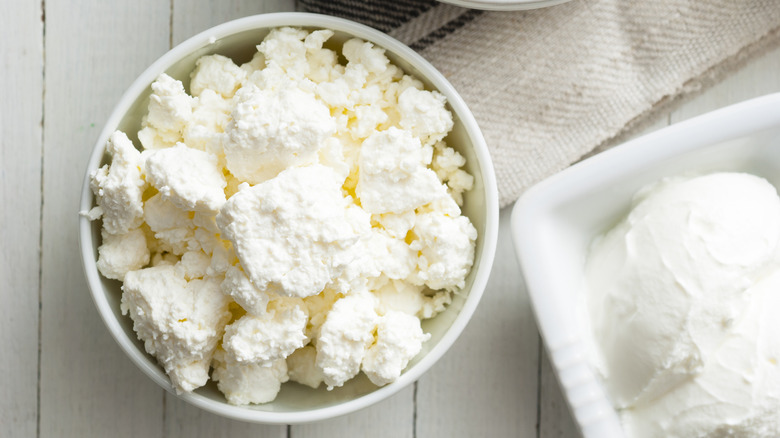 Bowl of ricotta cheese