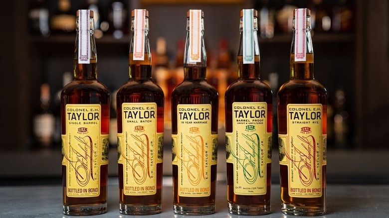 Bottle and glass of Colonel E.H. Taylor Single-Barrel