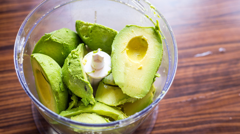 avocado pieces in blender