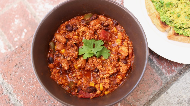 vegan chili with avocado