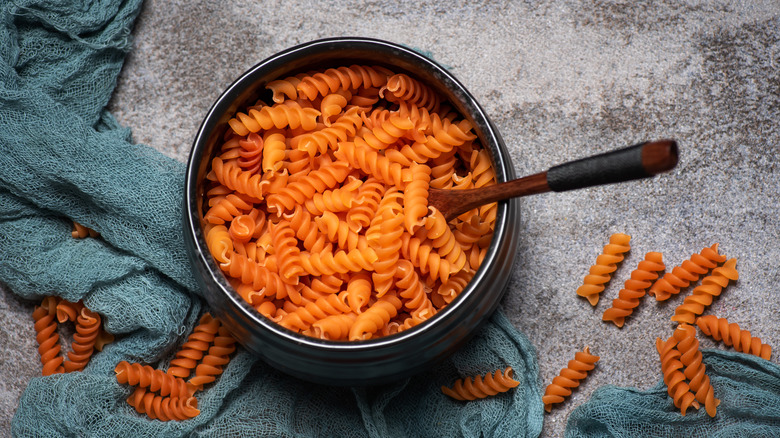 dark orange pasta noodles