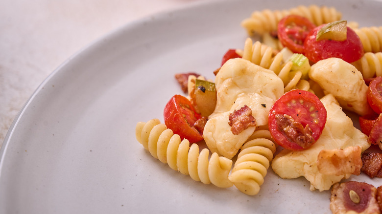 cheese curd in pasta salad