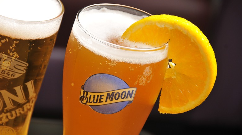 Blue Moon beer with orange