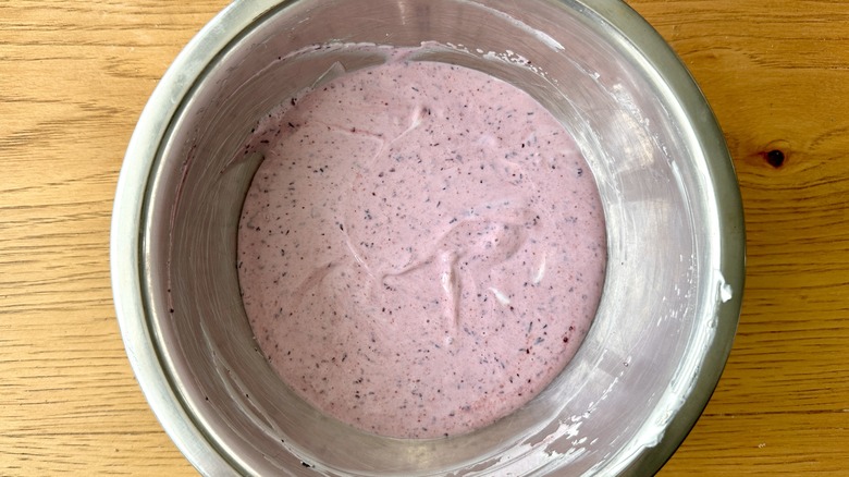 Blueberry lavender yogurt in a bowl