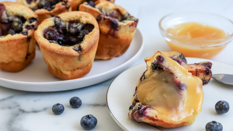 blueberry lemon popovers on plate