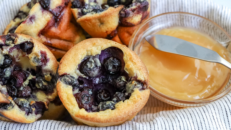 blueberry popovers with lemon curd