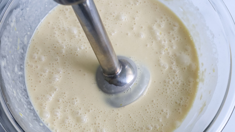 blending popover batter in bowl