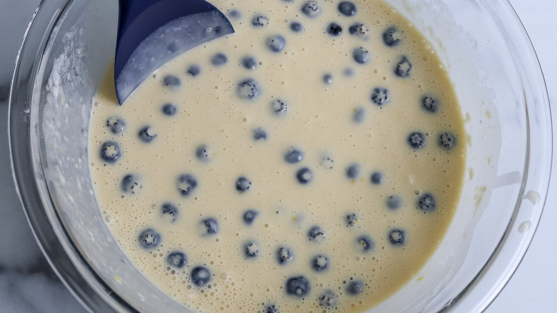 blueberry popover batter in bowl