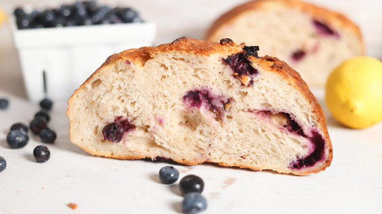 blueberry lemon sourdough cut in half