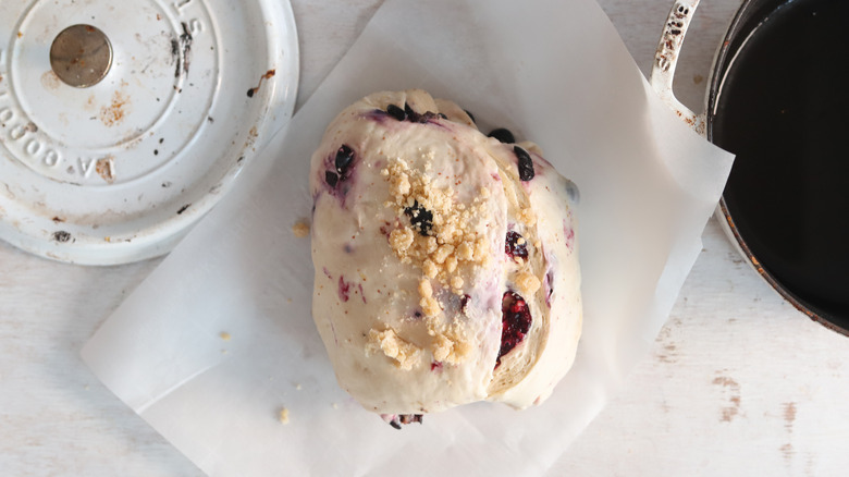 blueberry lemon sourdough scored on top