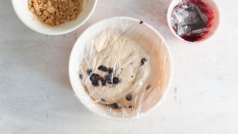 blueberries in sourdough resting