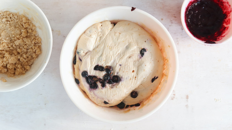 blueberry sourdough in a bowl