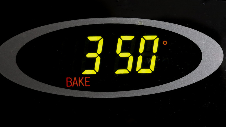 oven set to 350 F