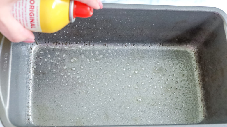 bread pan sprayed with nonstick cooking spray