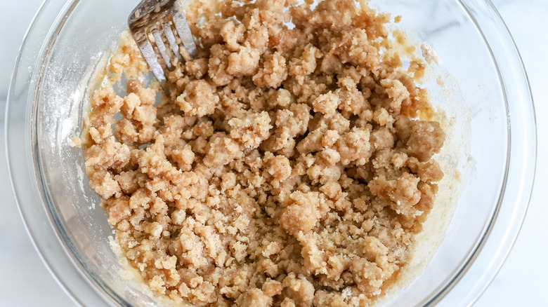 crumble topping mixed in a bowl