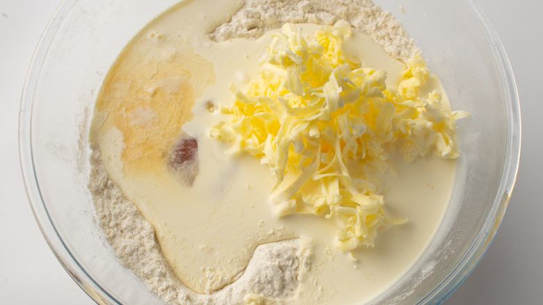 scone batter ingredients in bowl