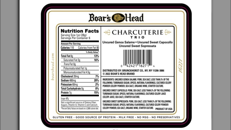 recalled Boar's Head meat label