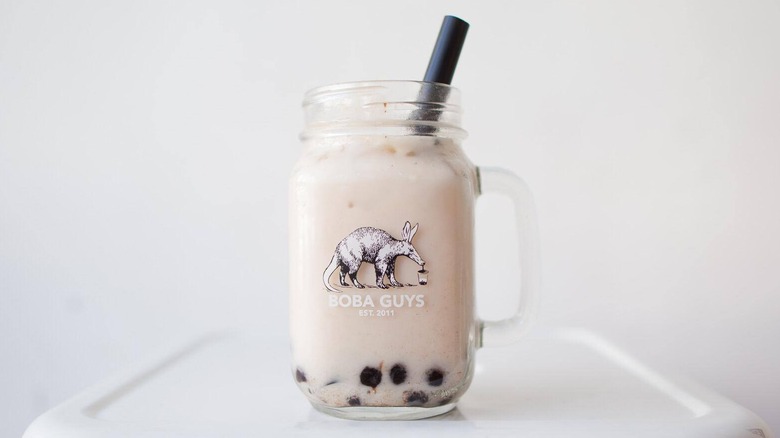 mug of horchata boba