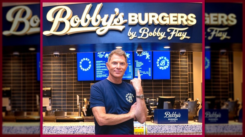 bobby flay points to bobby's burgers