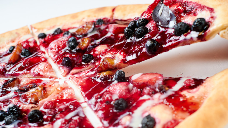 Sweet pizza with fruit