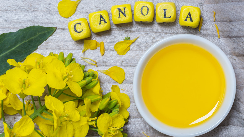 canola oil and grapeseed flowers