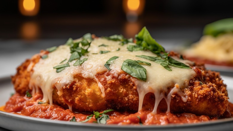 Chicken parmesan on plate