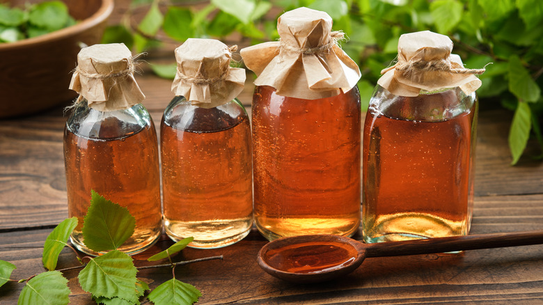 Jugs of boiled cider