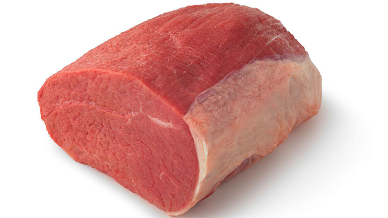 isolated eye of round beef cut