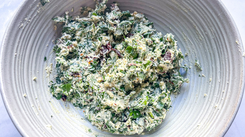 Prepared cream cheese stuffing in bowl 