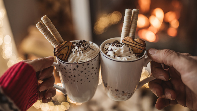 two mugs of hot chocolate