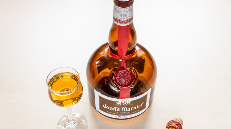 Grand Marnier bottle and filled glass