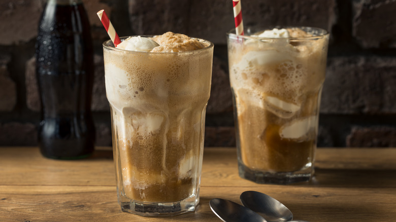 Two root beer floats