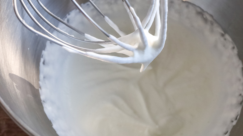 Whipped cream in stand mixer