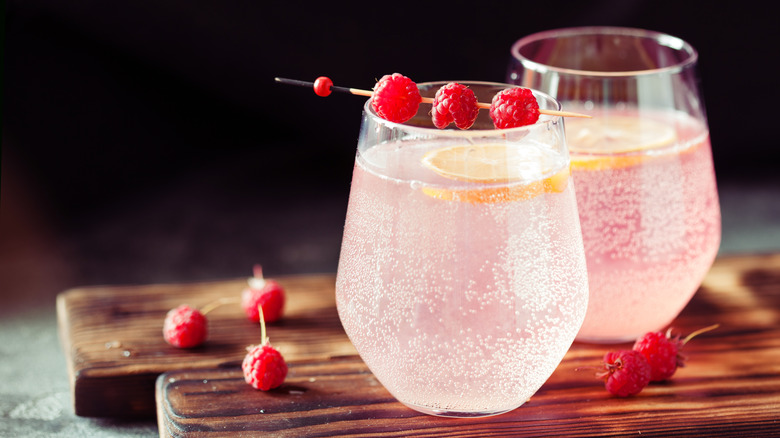 sparkling pink beverage 