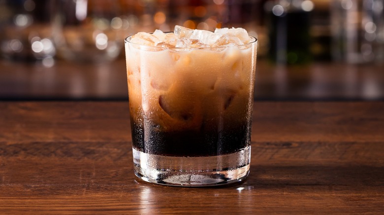 White Russian served on ice on bartop