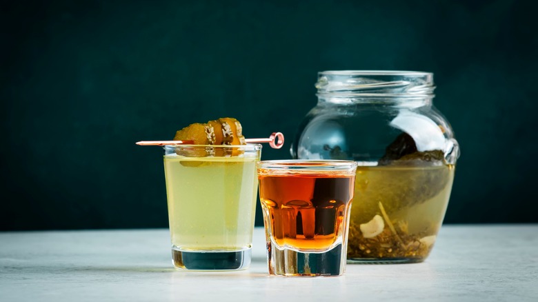 a pickleback shot with ingredients