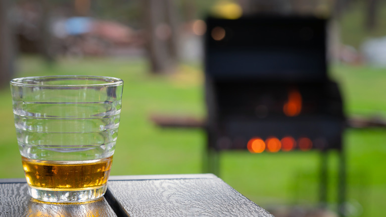 glass bourbon outdoors