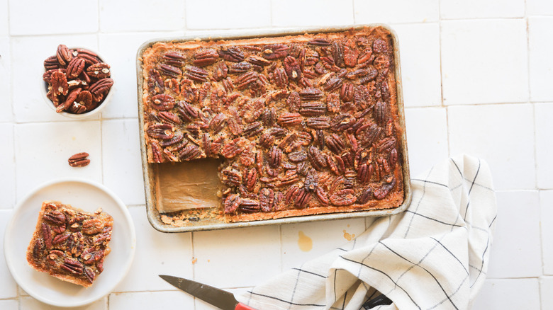 Sliced pecan pie bars